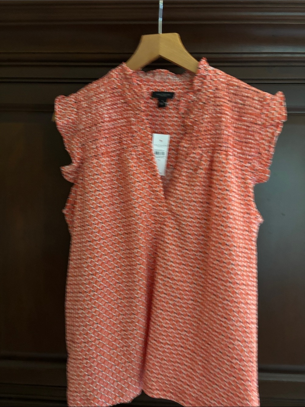 Women’s Coral Patterned V-Neck Blouse